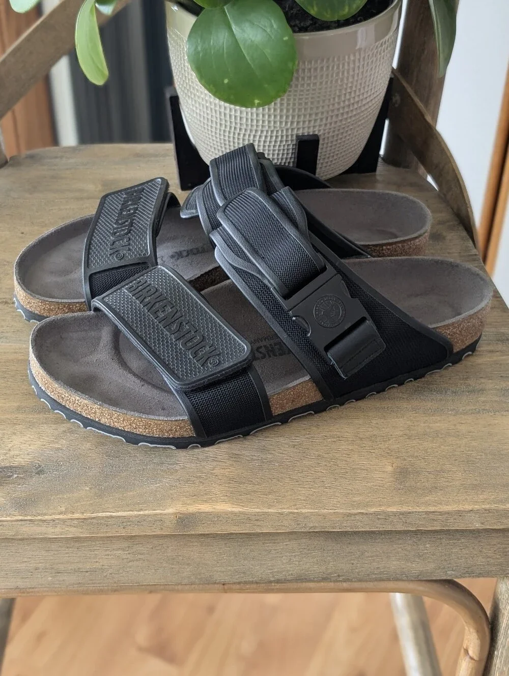 NWOB Birkenstock Rotterdam Slides Sandals 42 Black Buckle